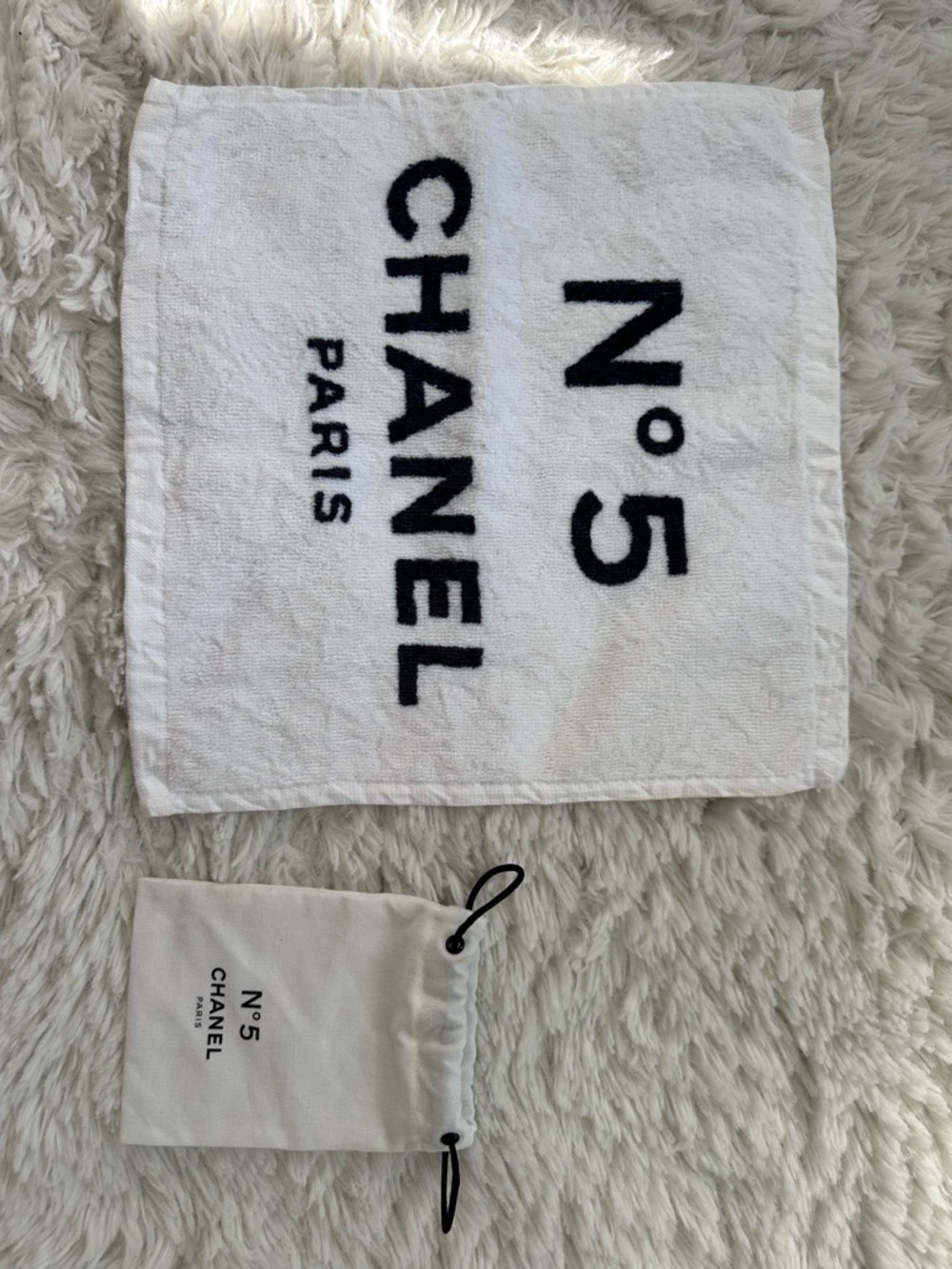 Chanel No.5 White & Black Logo Towel and Pouch from factory five collection